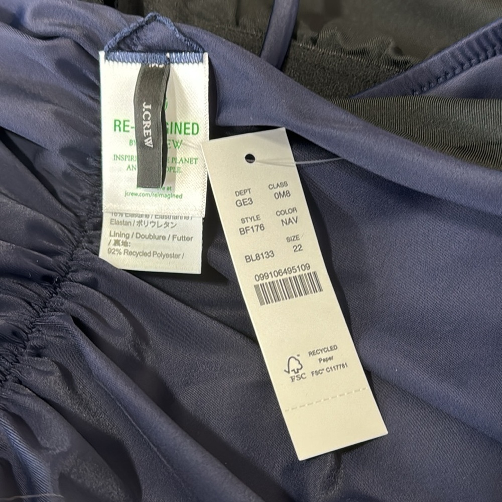 J. Crew Ruched Sweetheart One Piece Swimsuit Women's Plus 22 Navy Blue New BF176 - Picture 9 of 14
